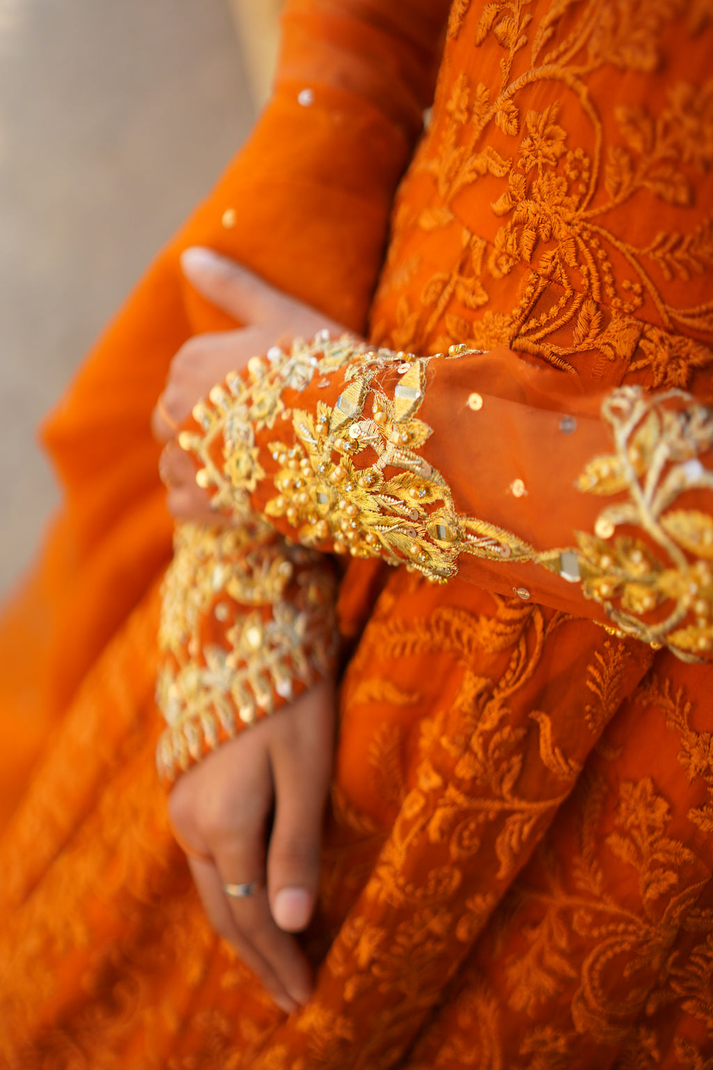 ORANGE EMBRIODED FROCK
