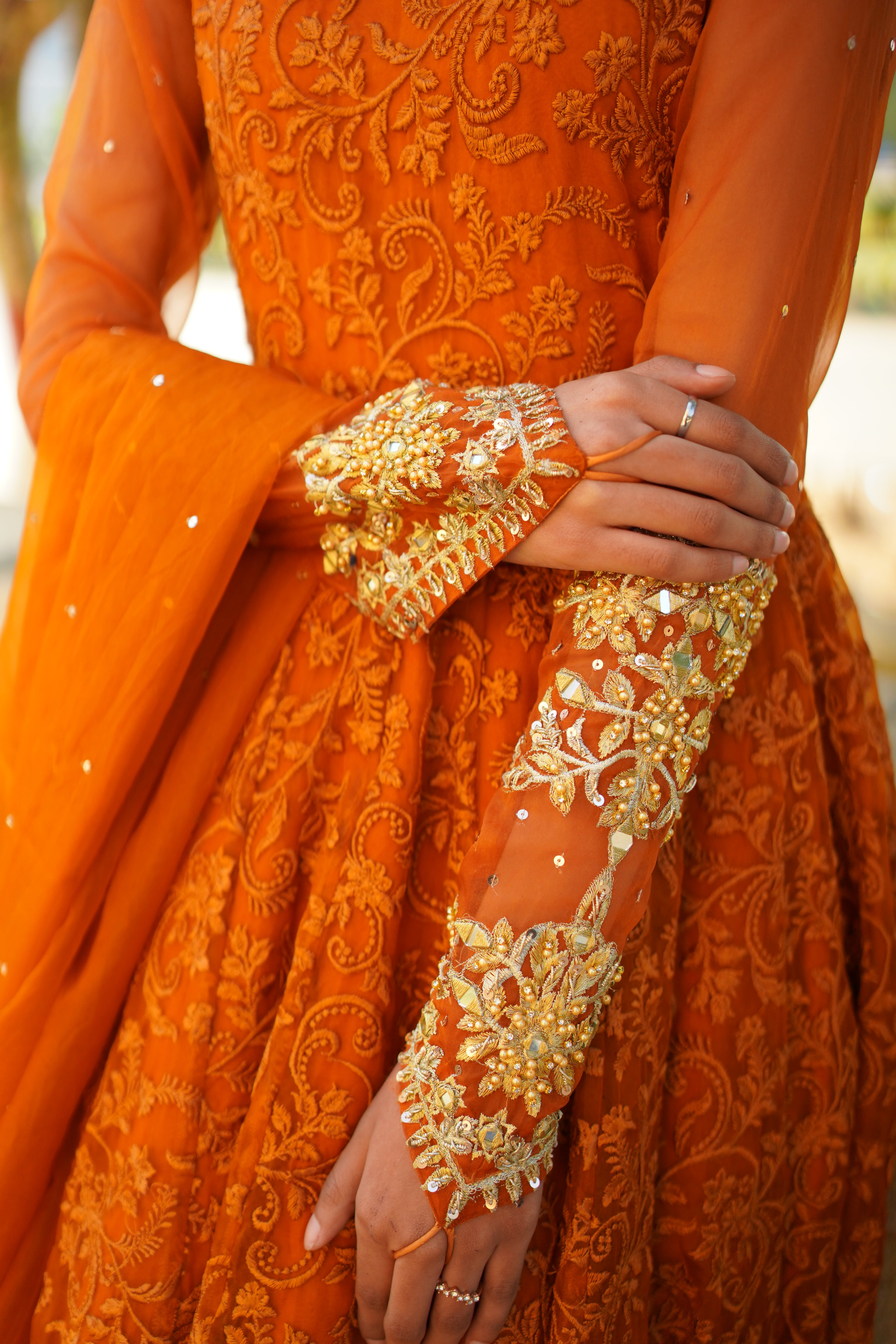 ORANGE EMBRIODED FROCK