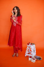 EID COLLECTION' 23 ( BLOOD RED ORGANZA DRESS)