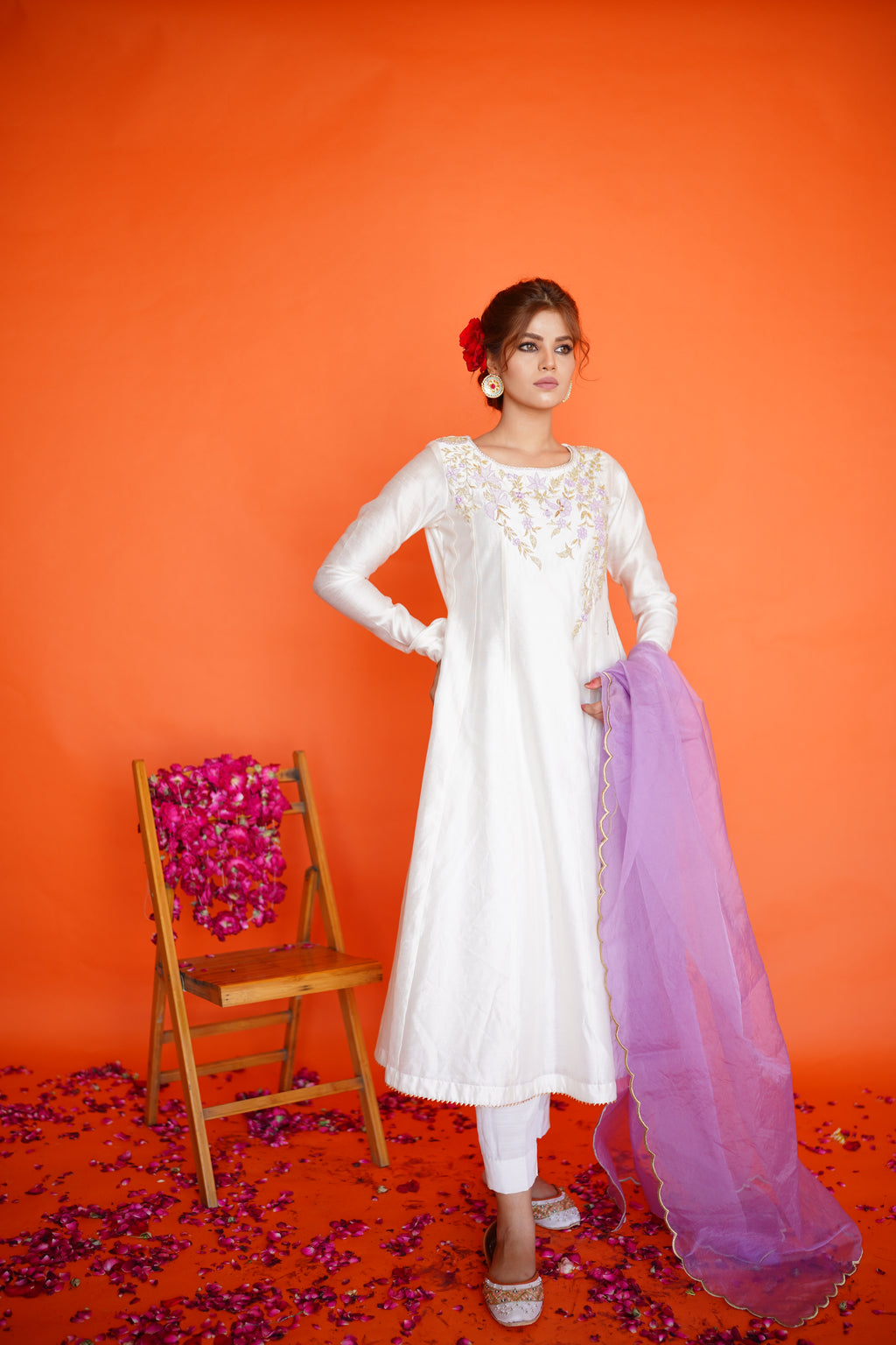 EID COLLECTION'23 ( WHITE/LILAC DRESS )