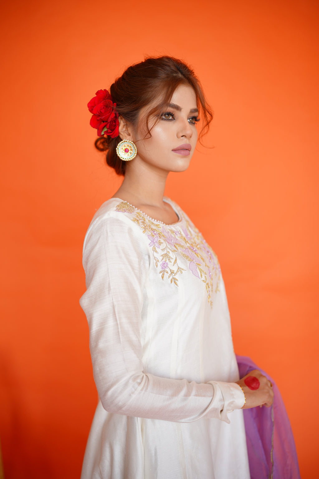 EID COLLECTION'23 ( WHITE/LILAC DRESS )