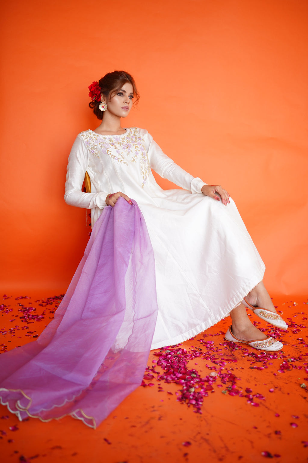 EID COLLECTION'23 ( WHITE/LILAC DRESS )