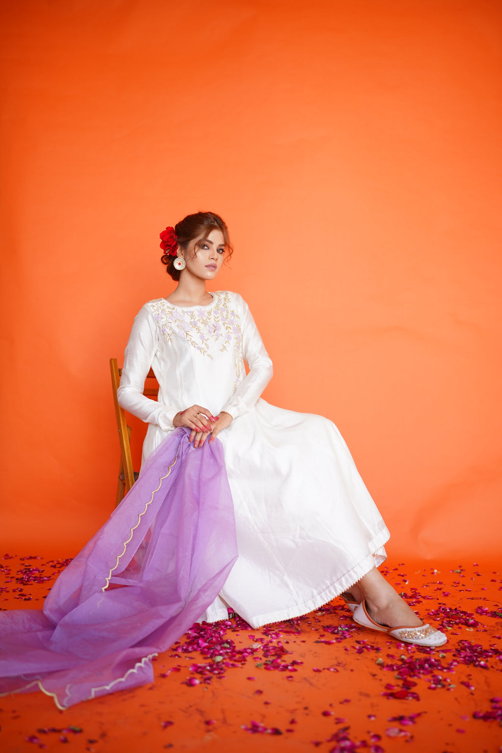 EID COLLECTION'23 ( WHITE/LILAC DRESS )