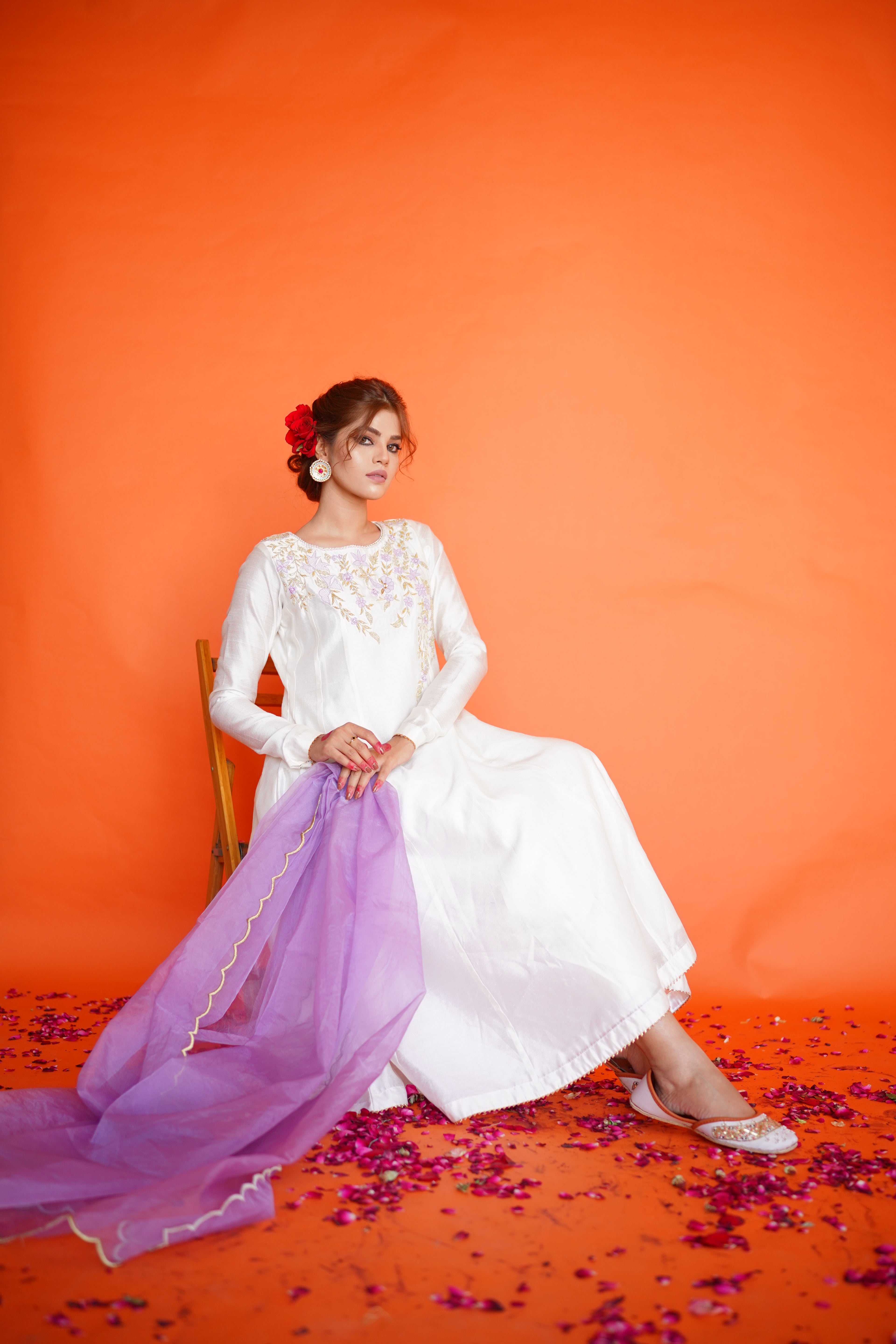 EID COLLECTION'23 ( WHITE/LILAC DRESS )