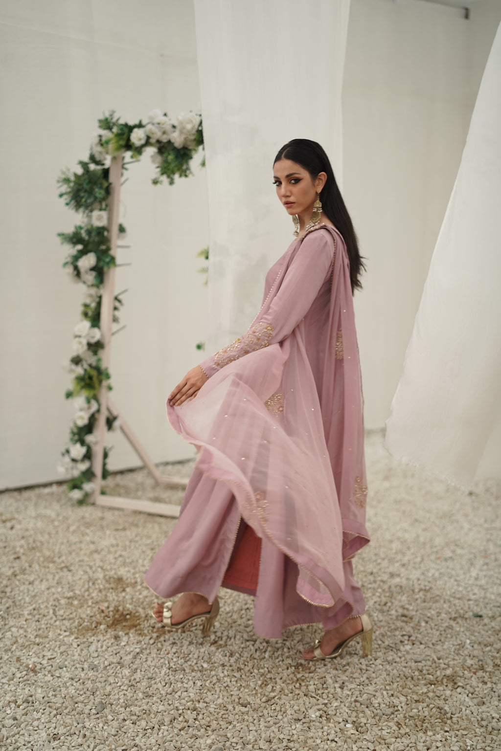 BAGHBAAN ( LILAC SIDE SLIT CUT DRESS)