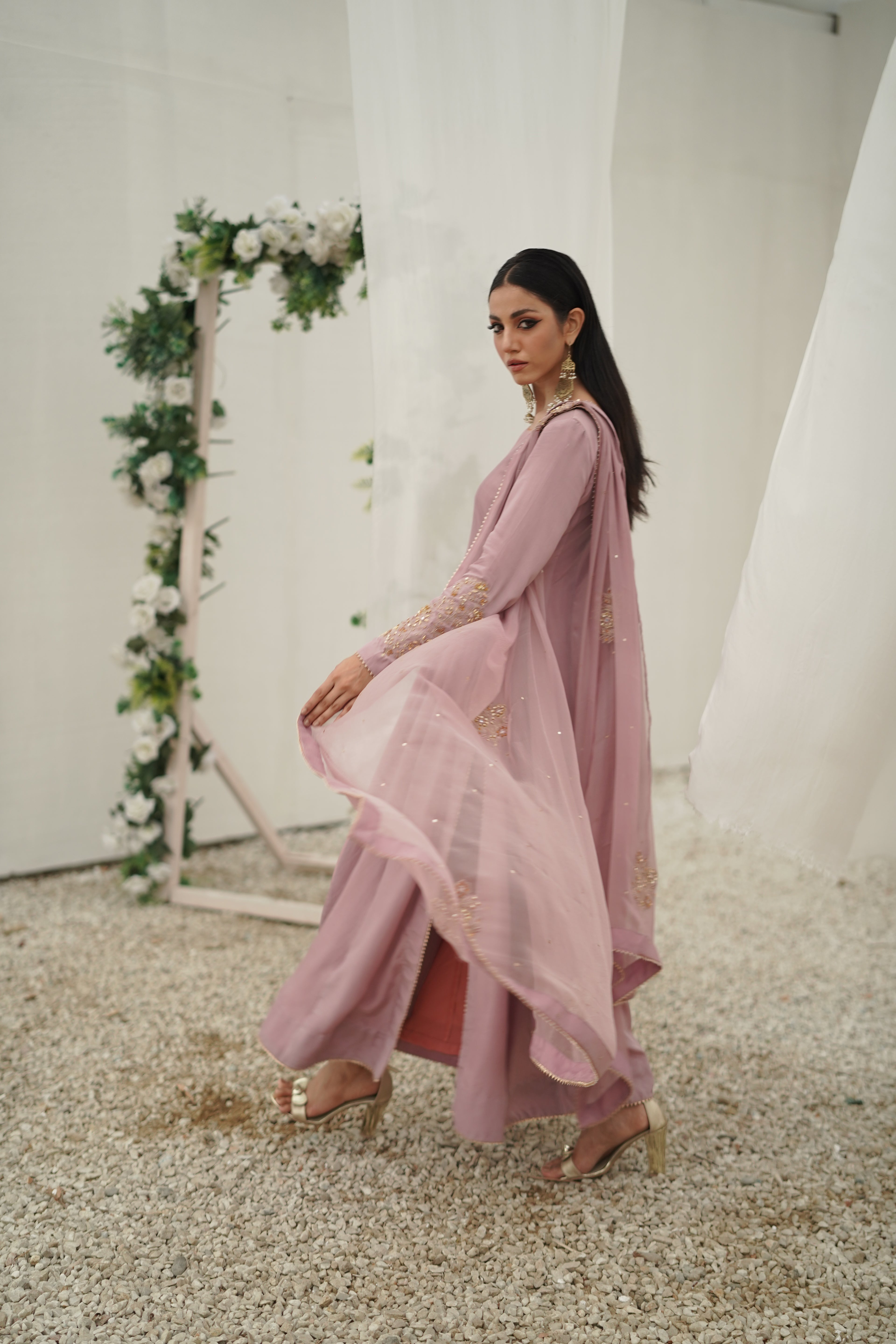 BAGHBAAN ( LILAC SIDE SLIT CUT DRESS)