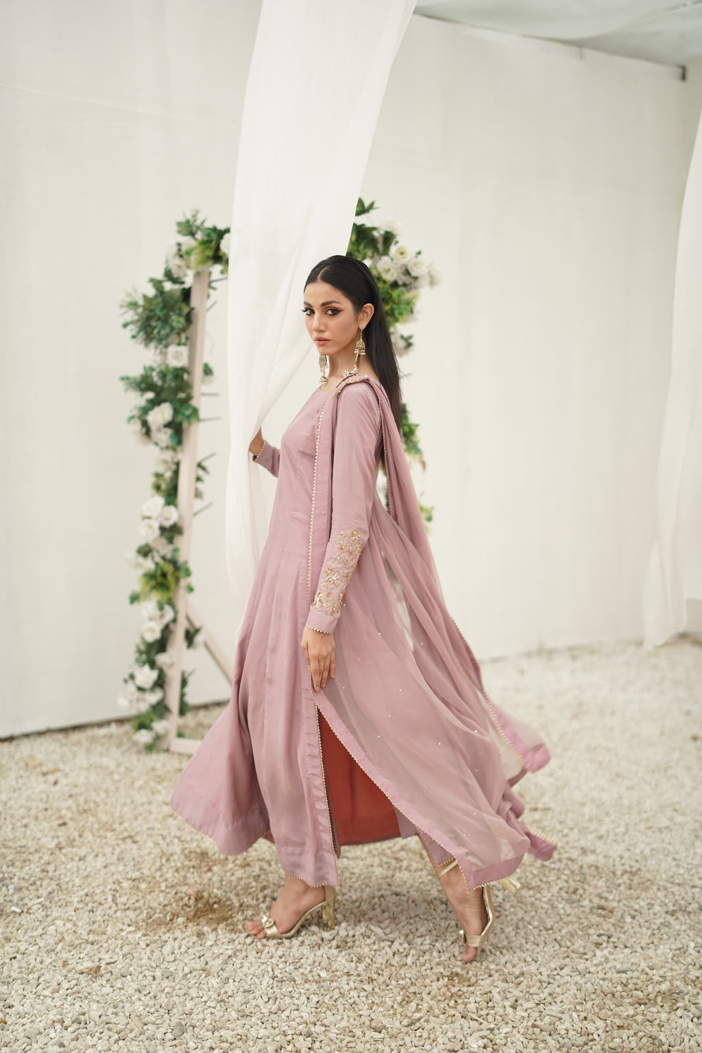 BAGHBAAN ( LILAC SIDE SLIT CUT DRESS)