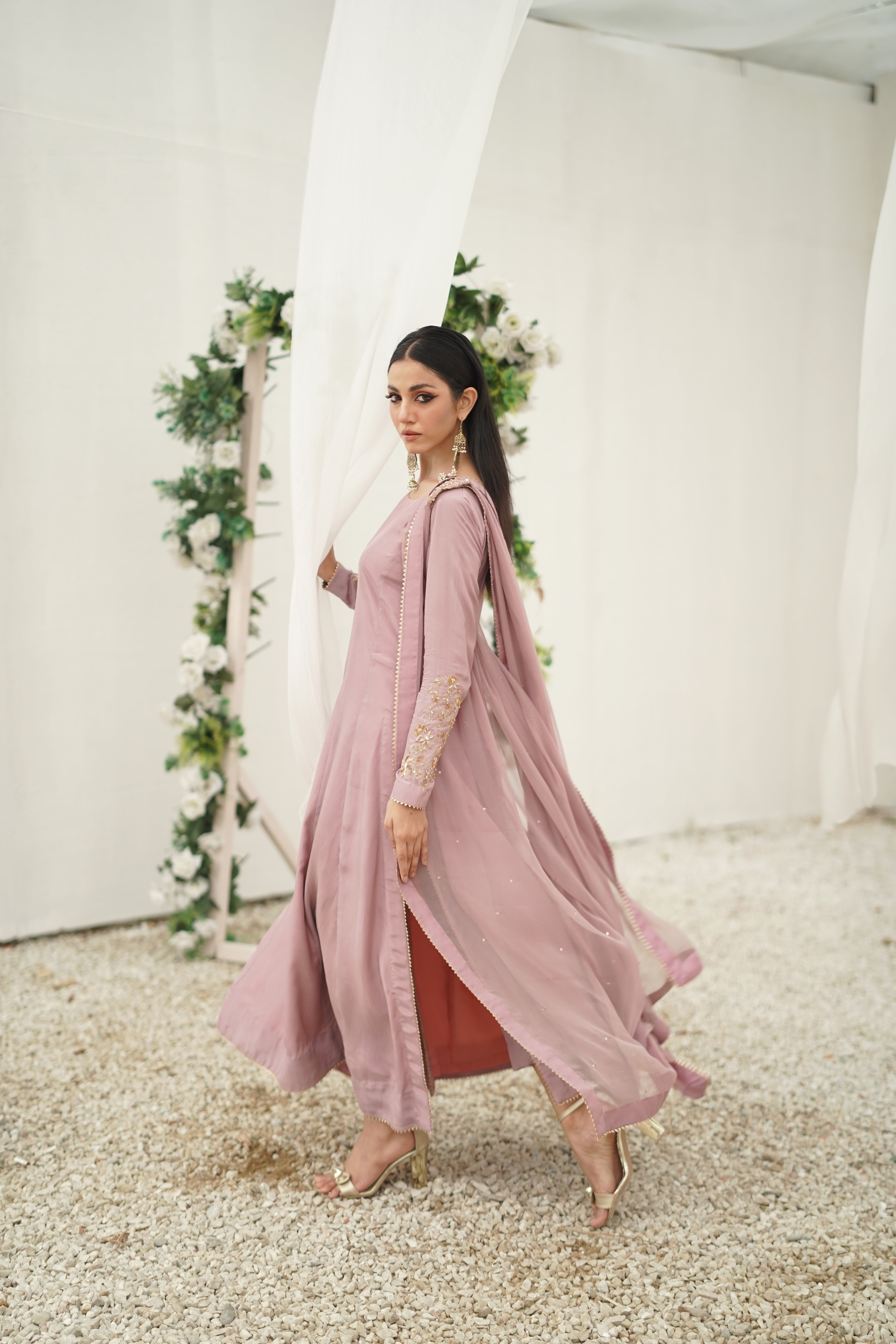 BAGHBAAN ( LILAC SIDE SLIT CUT DRESS)