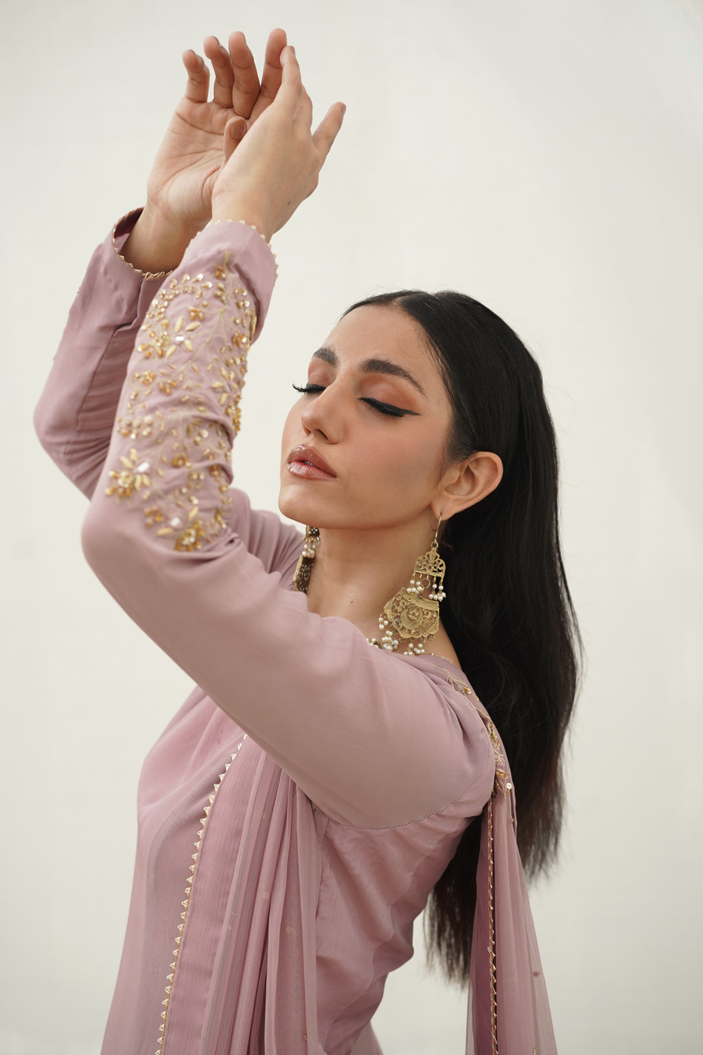 BAGHBAAN ( LILAC SIDE SLIT CUT DRESS)