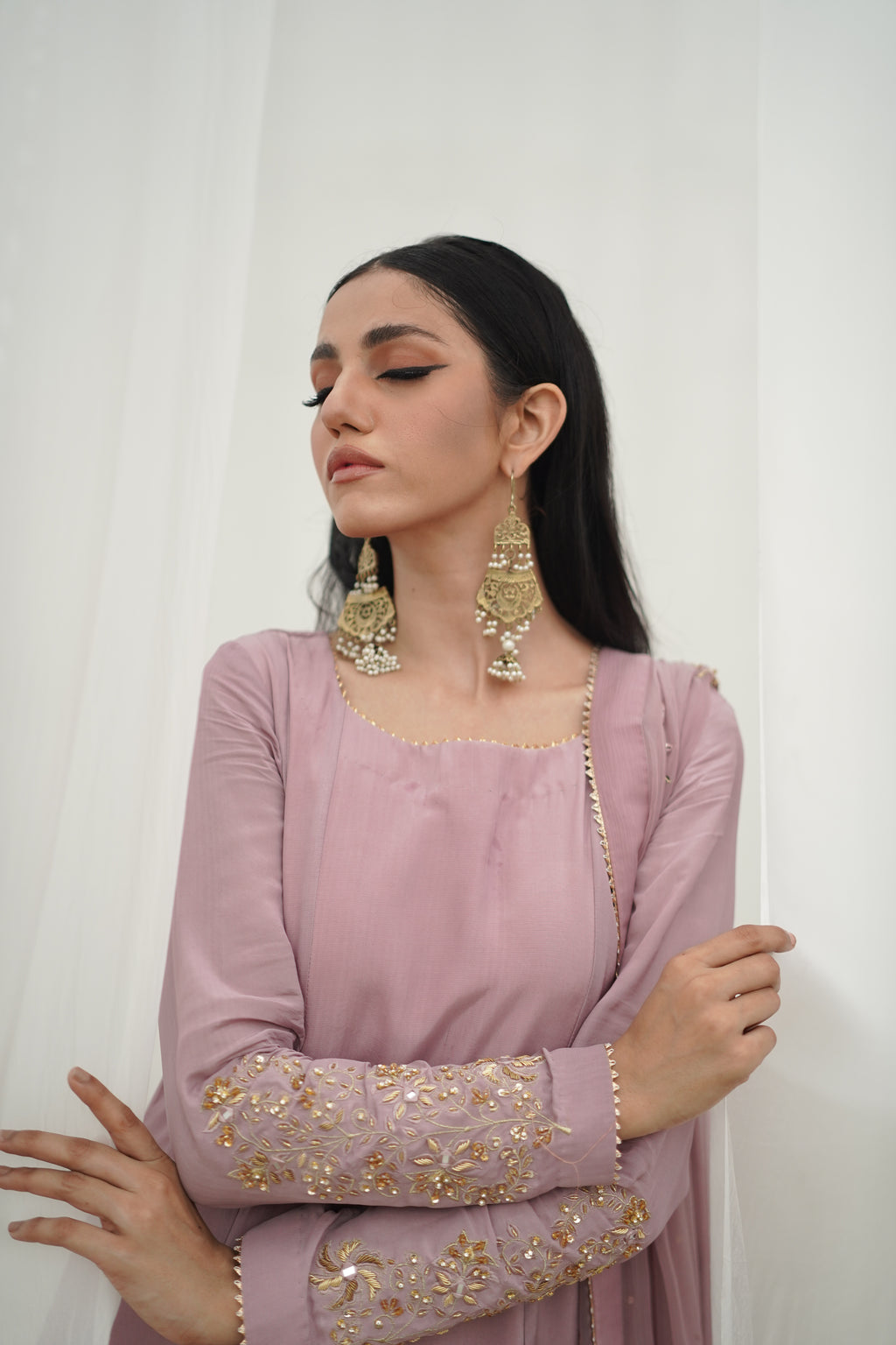 BAGHBAAN ( LILAC SIDE SLIT CUT DRESS)