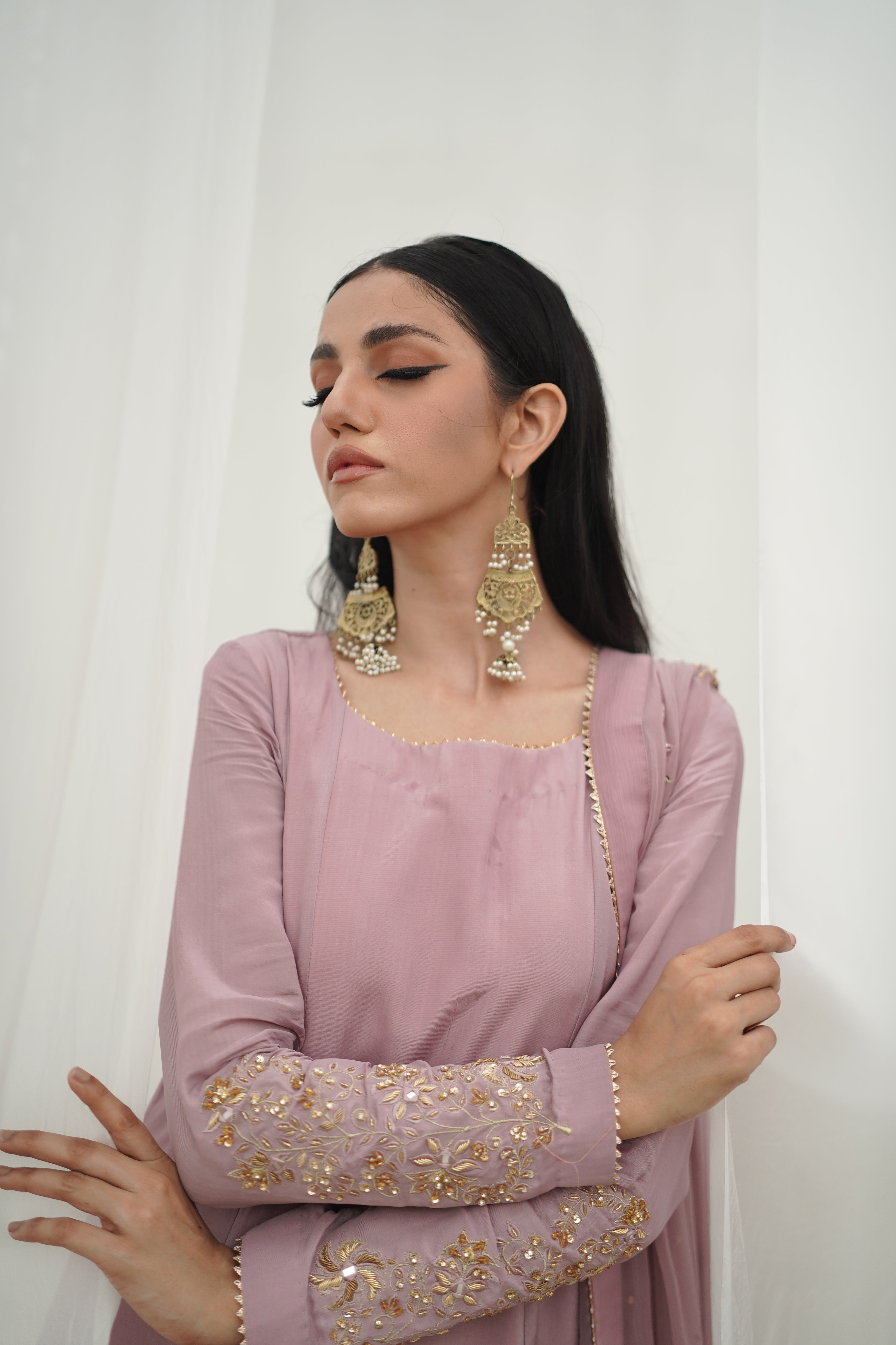 BAGHBAAN ( LILAC SIDE SLIT CUT DRESS)