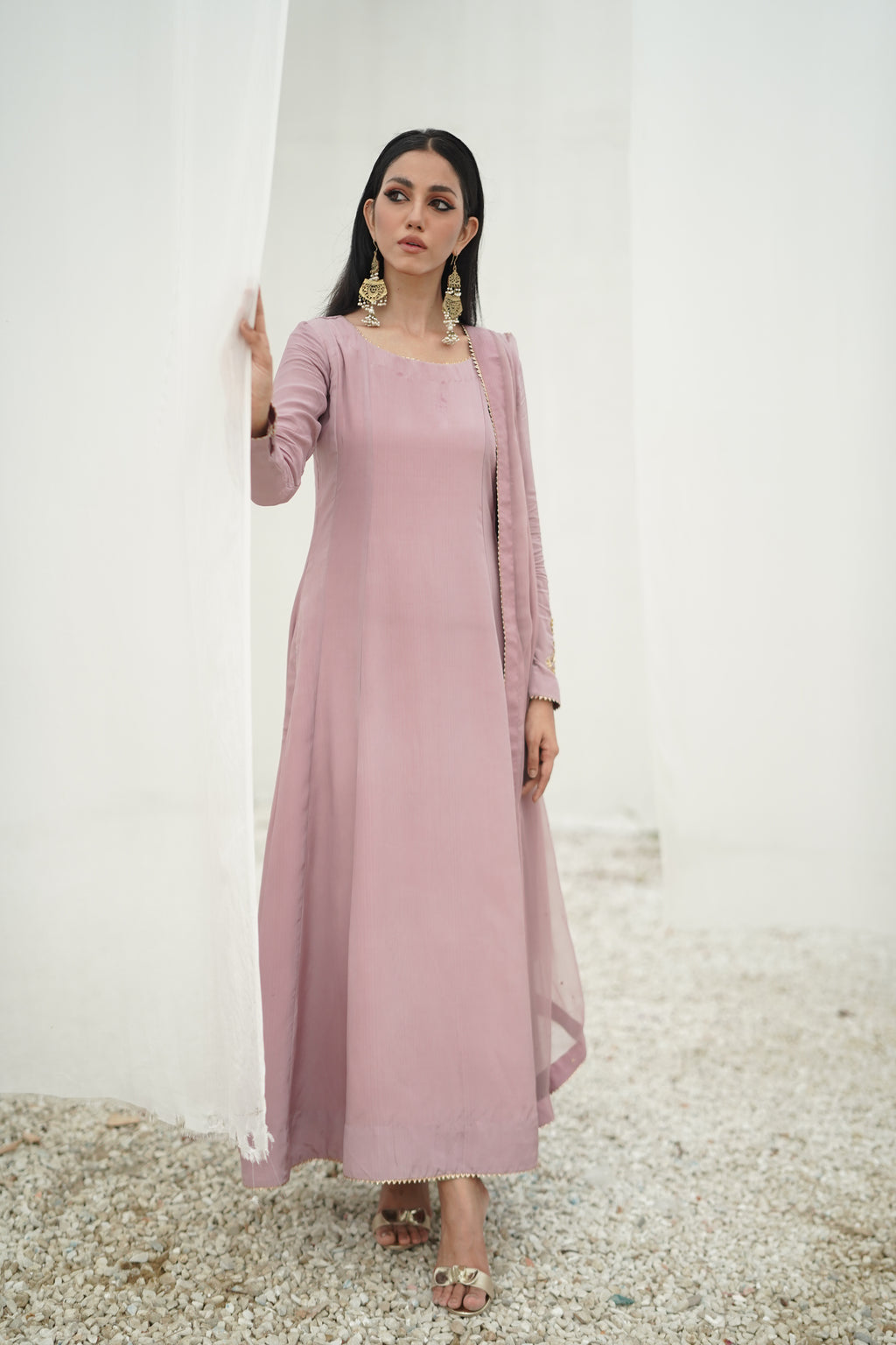 BAGHBAAN ( LILAC SIDE SLIT CUT DRESS)