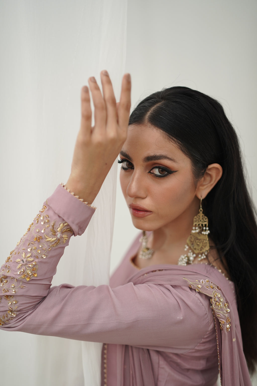BAGHBAAN ( LILAC SIDE SLIT CUT DRESS)