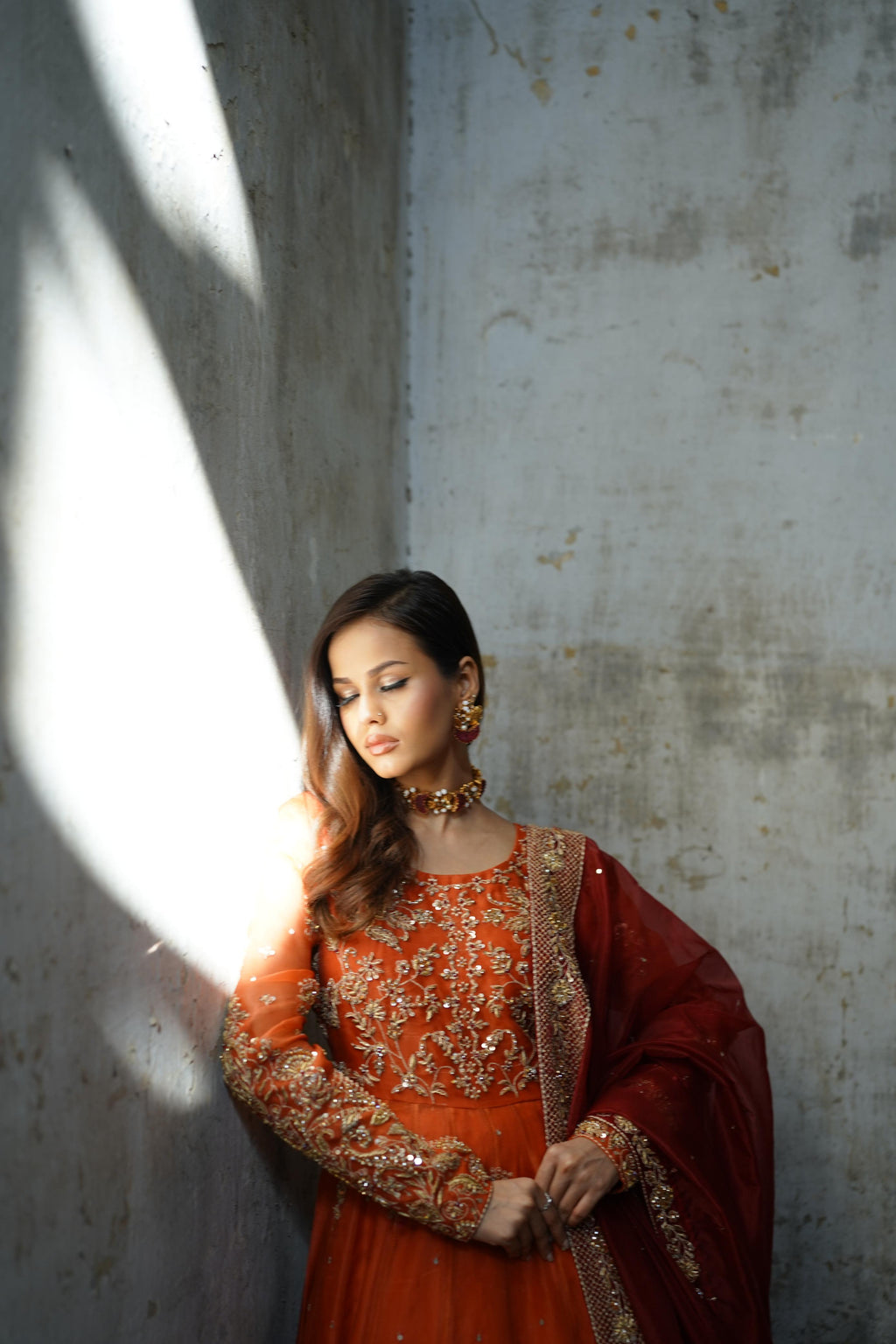 ZEBAISH E ZAMANA ( ORANGE/RED DRESS)