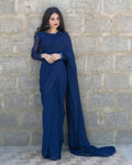 NAVY BLUE SHEESHA SAREE
