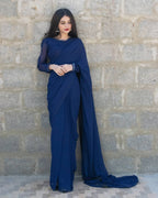 NAVY BLUE SHEESHA SAREE