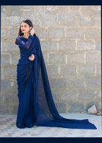 NAVY BLUE SHEESHA SAREE