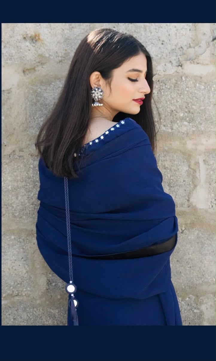 NAVY BLUE SHEESHA SAREE