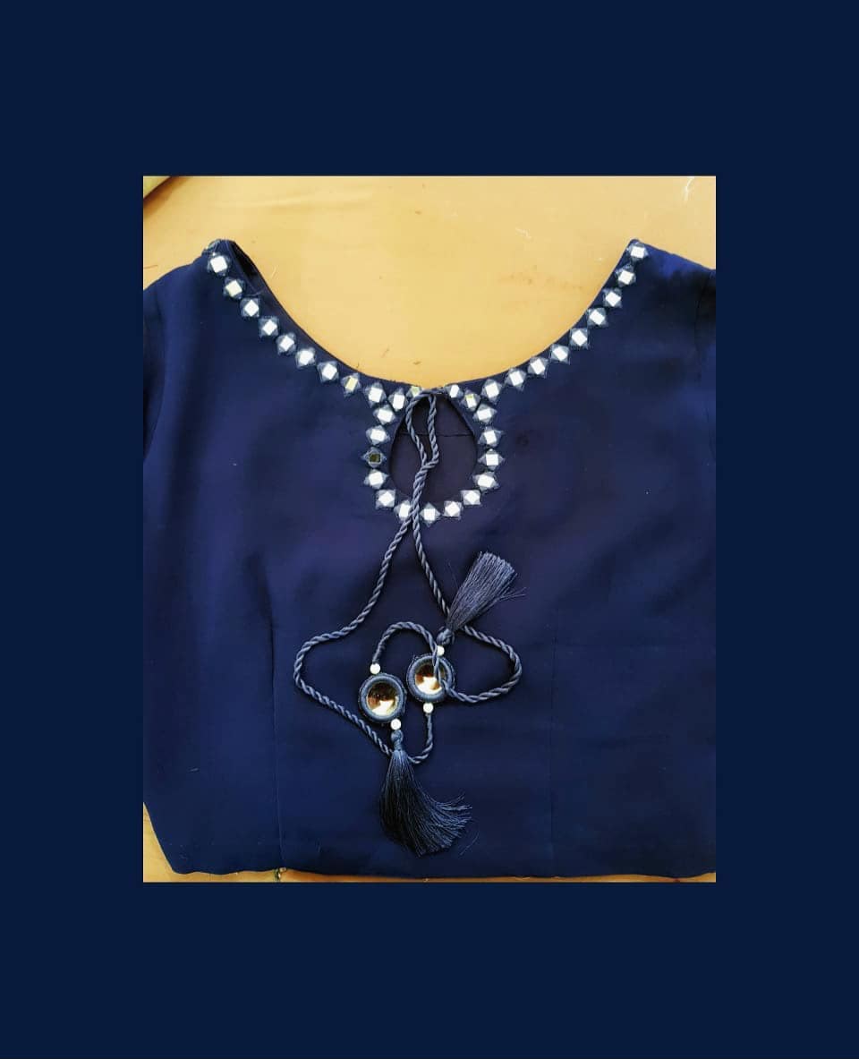 NAVY BLUE SHEESHA SAREE