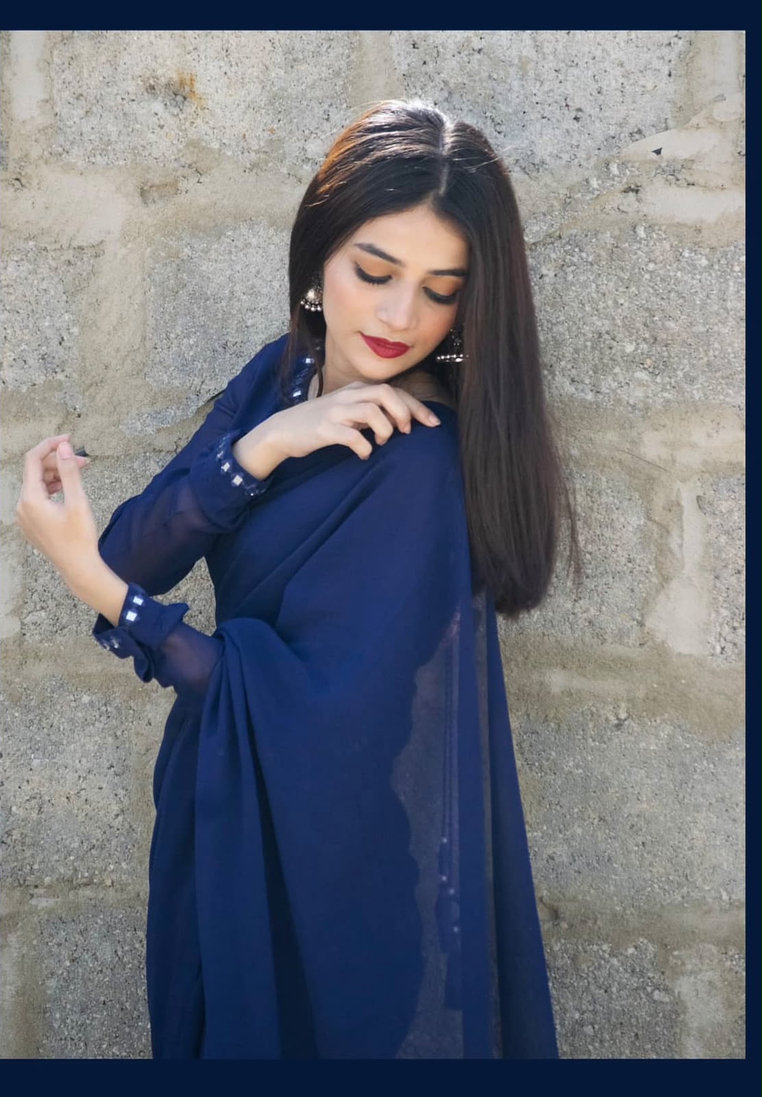 NAVY BLUE SHEESHA SAREE
