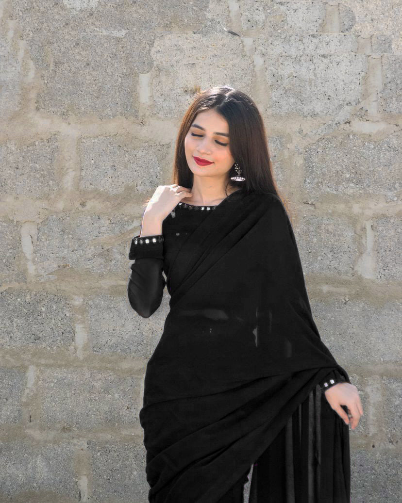 BLACK SHEESHA SAREE