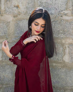 MAROON SHEESHA SAREE