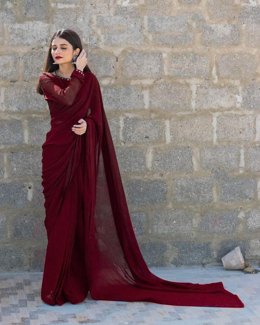 MAROON SHEESHA SAREE