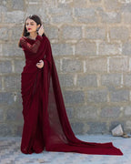 MAROON SHEESHA SAREE