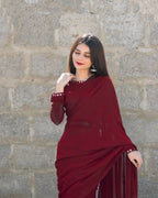 MAROON SHEESHA SAREE