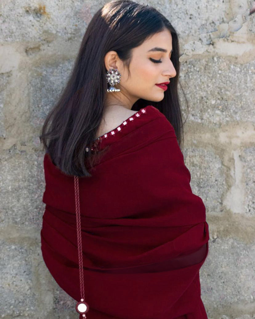 MAROON SHEESHA SAREE