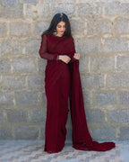MAROON SHEESHA SAREE